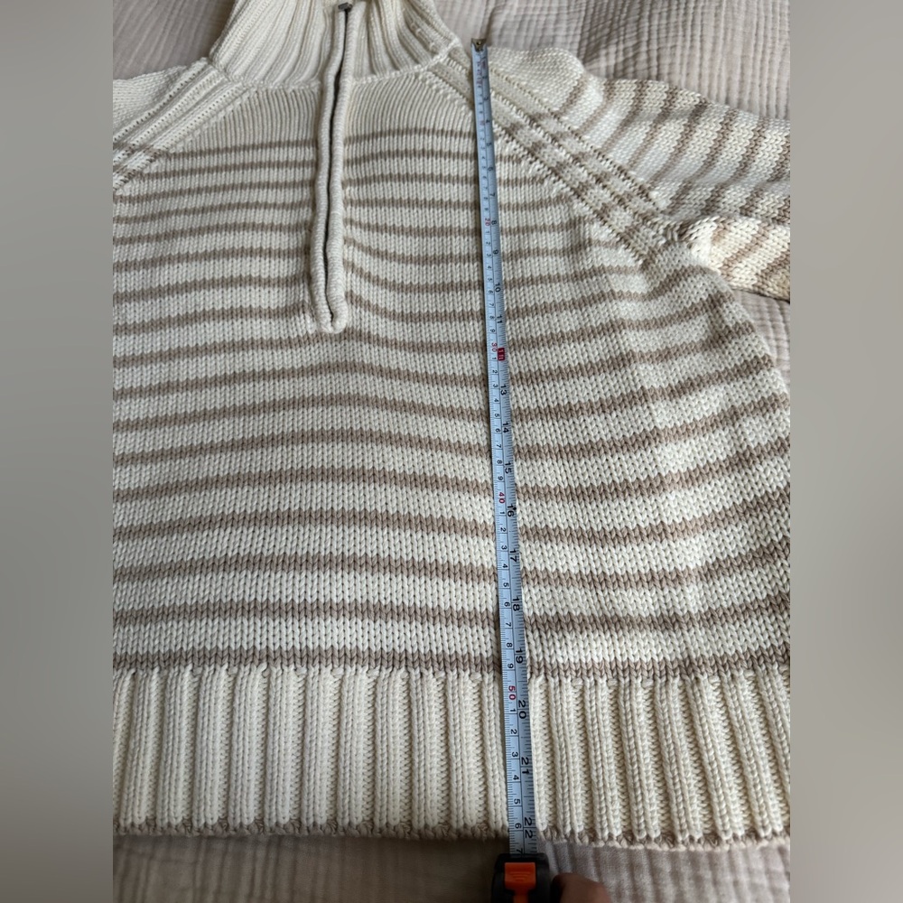 H&M - (New!) Cream and beige striped half-zip sweater - size S - Picture 10 of 13